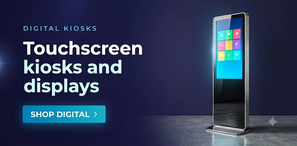 Touchscreen kiosks and displays