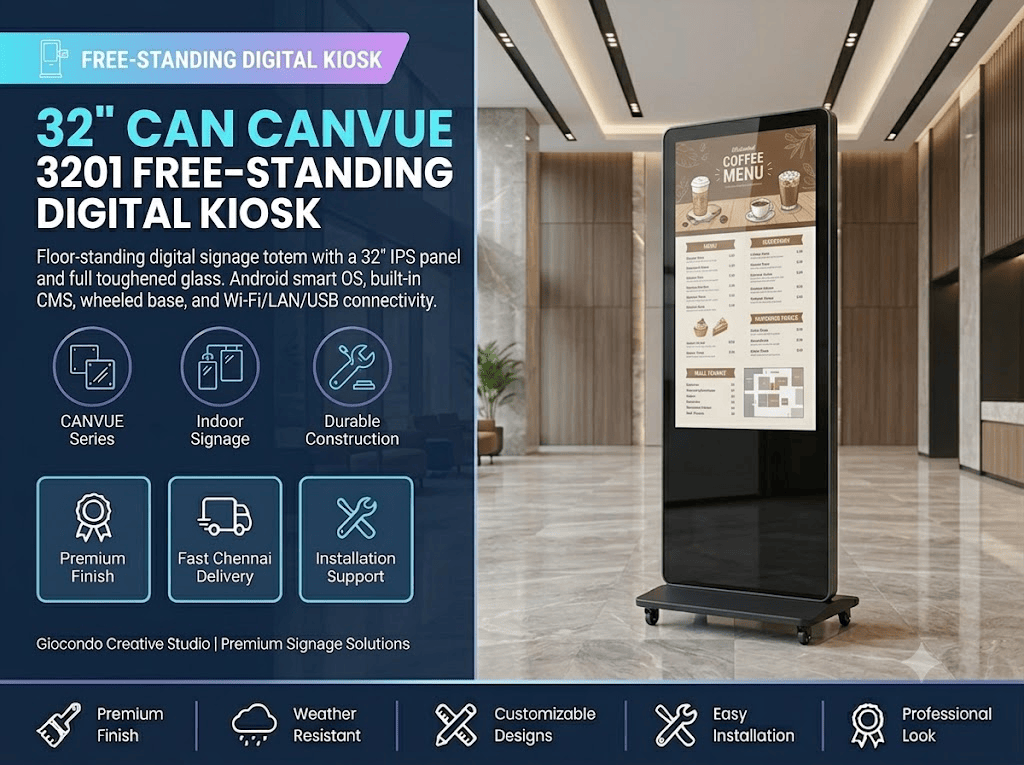 32" CAN CANVUE 3201 Free-Standing Digital Kiosk