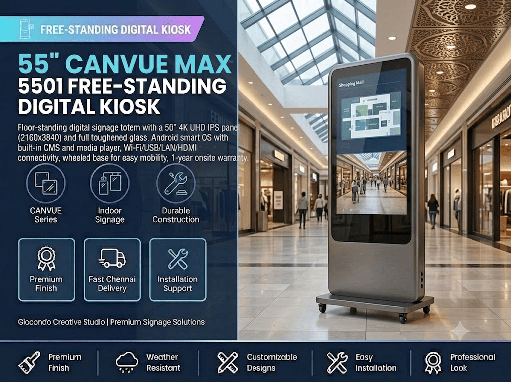 55" CAN CANVUE MAX 5501 Free-Standing Digital Kiosk