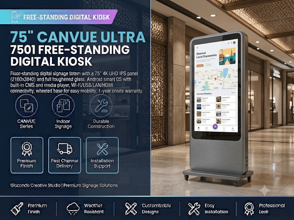 75" CAN CANVUE ULTRA 7501 Free-Standing Digital Kiosk