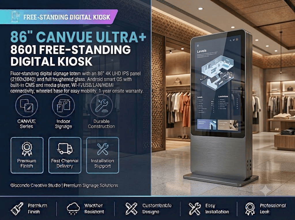 86" CAN CANVUE ULTRA+ 8601 Free-Standing Digital Kiosk