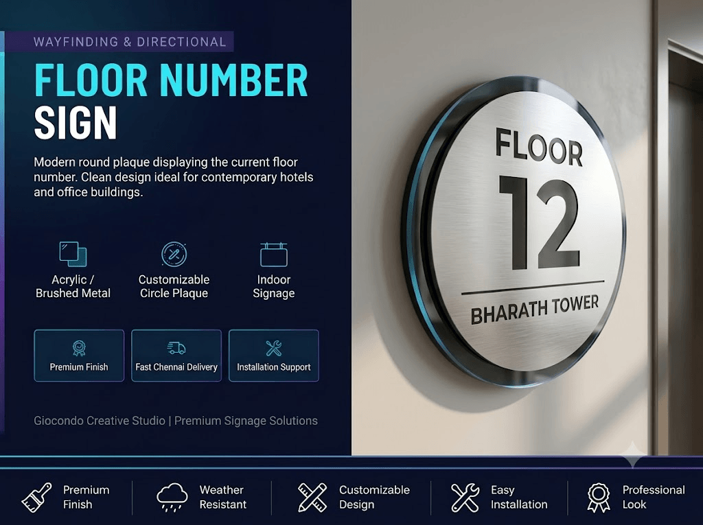 Floor Number Sign (Circle Plaque)