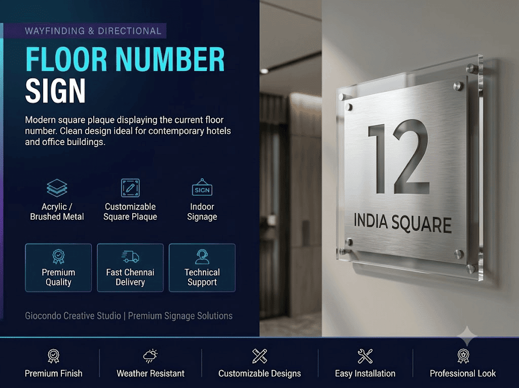 Floor Number Sign (Square Plaque)